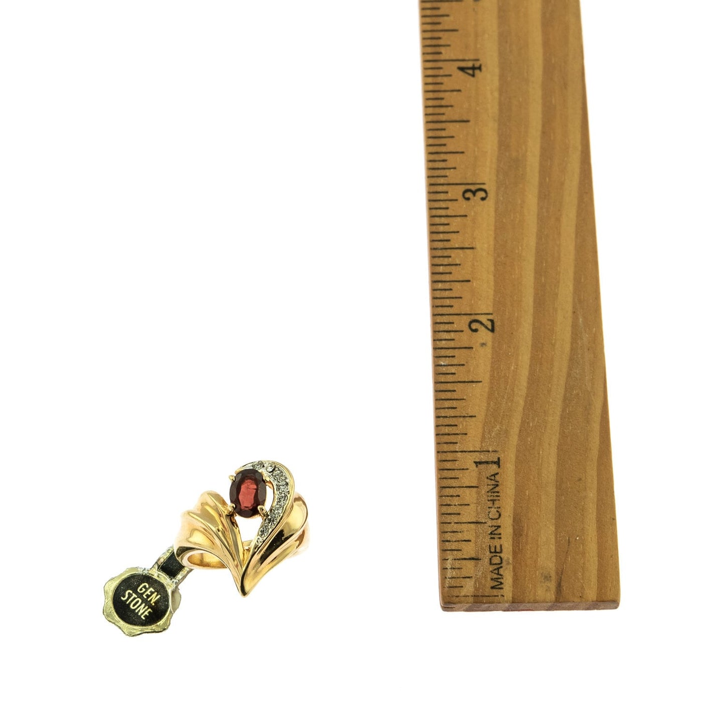 Vintage Ring Genuine Garnet and Clear Swarovski Crystals 18kt Gold Plated Size-7  R2734 - Limited Stock - Never Worn
