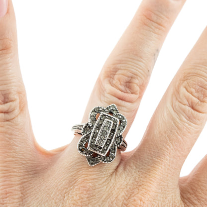 Vintage Ring Clear Swarovski Crystal Antique 18k White Gold Silver Antique Womans Jewlery #R1415 - Limited Stock - Never Worn