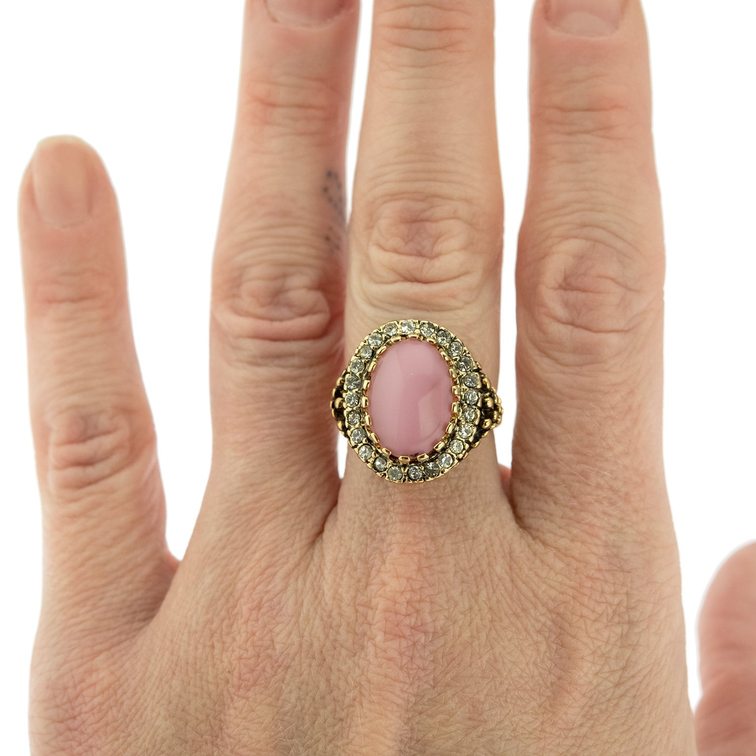 Genuine Blue Vintage Ring Moonstone Edwardian Style Antique 18k White Gold Clear Crystals Womans Jewelry R169 - Limited Stock - Never Worn