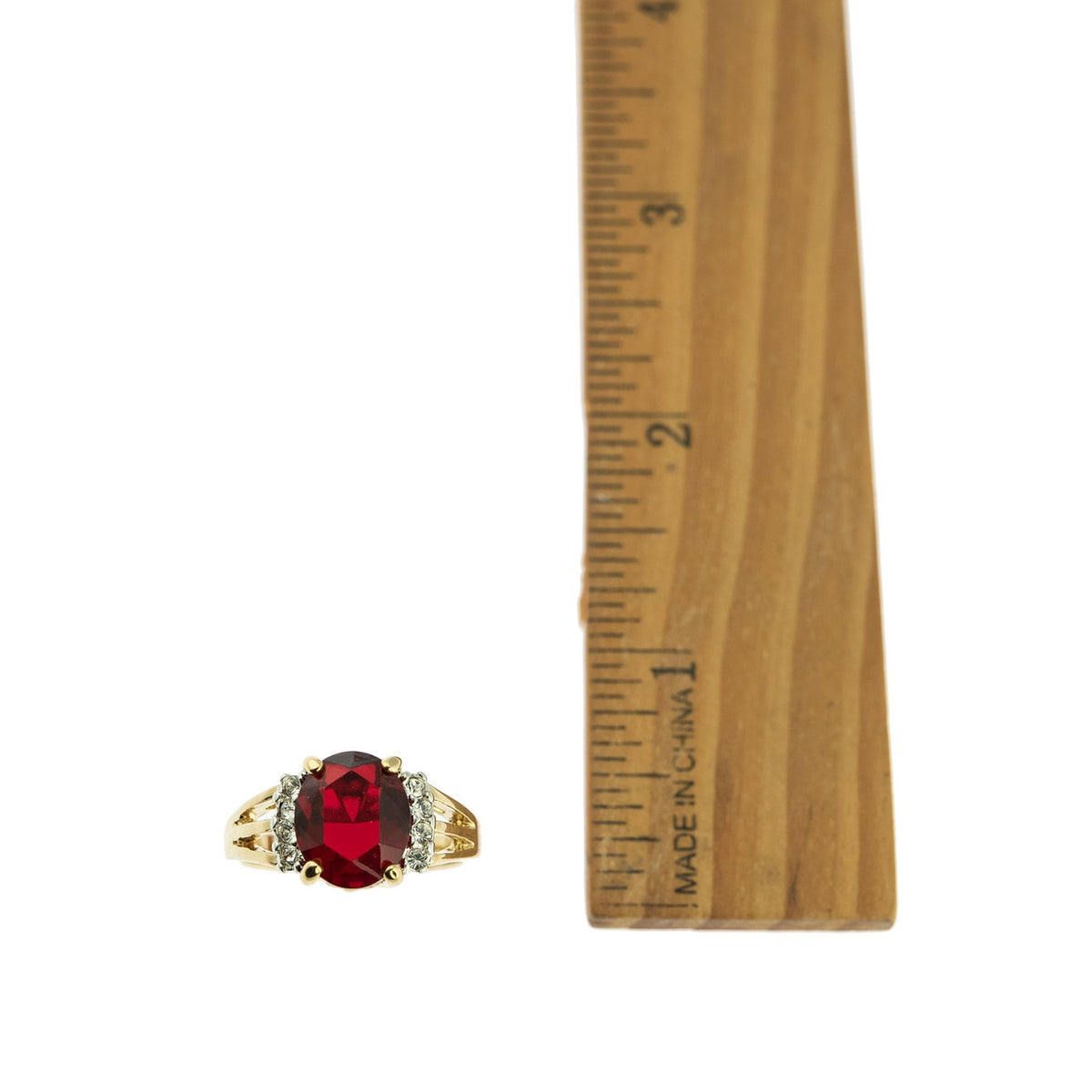 Vintage Ring 1980's Ruby Cubic Zirconia Ring with Clear Swarovski Crystals 18k Gold  R1664 - Limited Stock - Never Worn