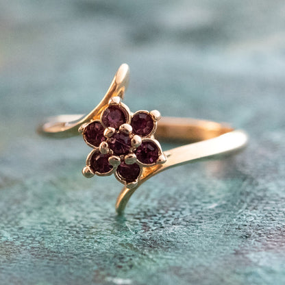 Vintage Ring 1970's Amethyst Swarovski Crystal Ring 18kt Gold Ring Size 9 Only R842 Antique Womans Jewelry - Limited Stock - Never Worn