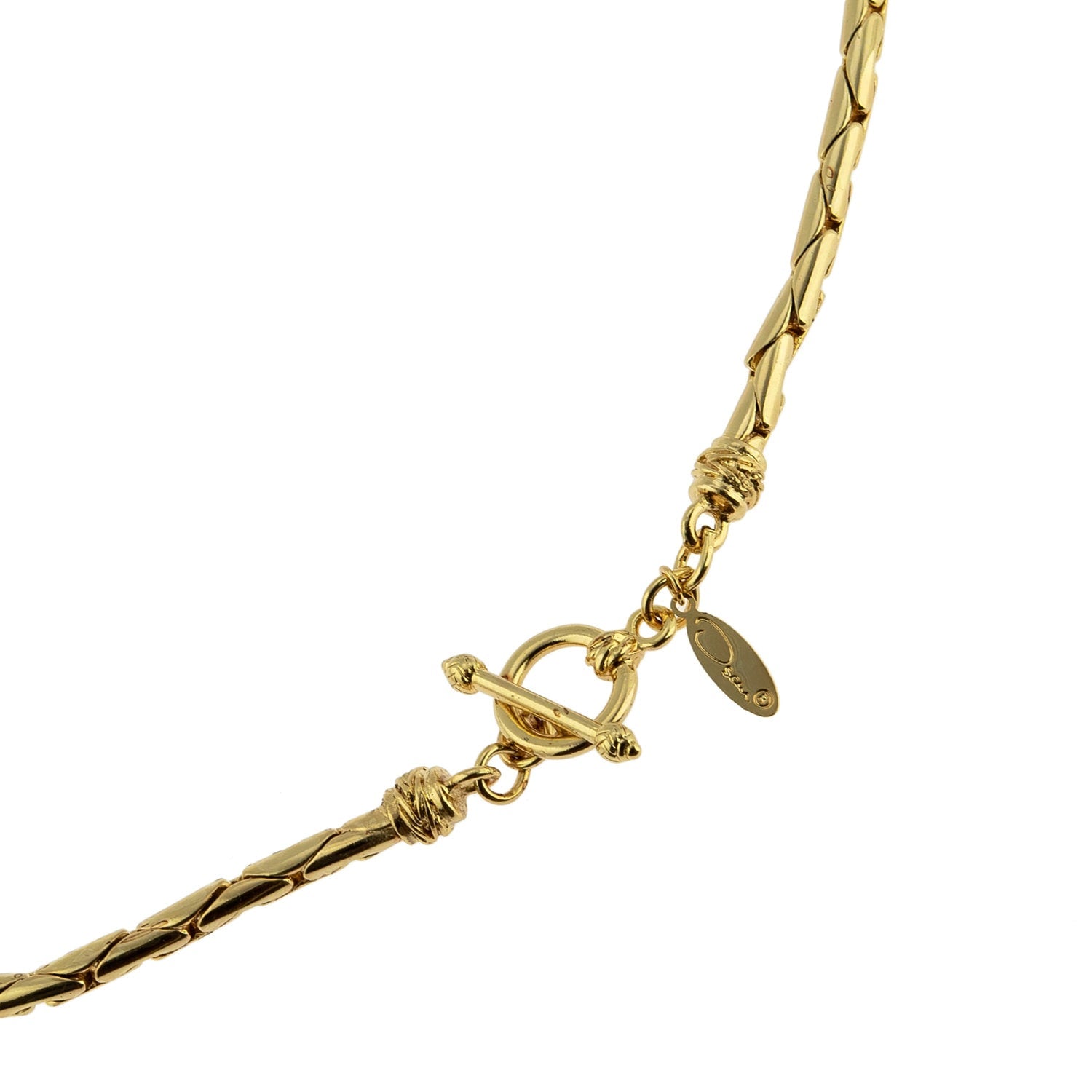 A Vintage Oscar De La Renta 16in Gold Tone Rounded Cobra Chain Necklace Toggle Clasp Womans Designer OSN-127-Y Limited Stock - Never Worn