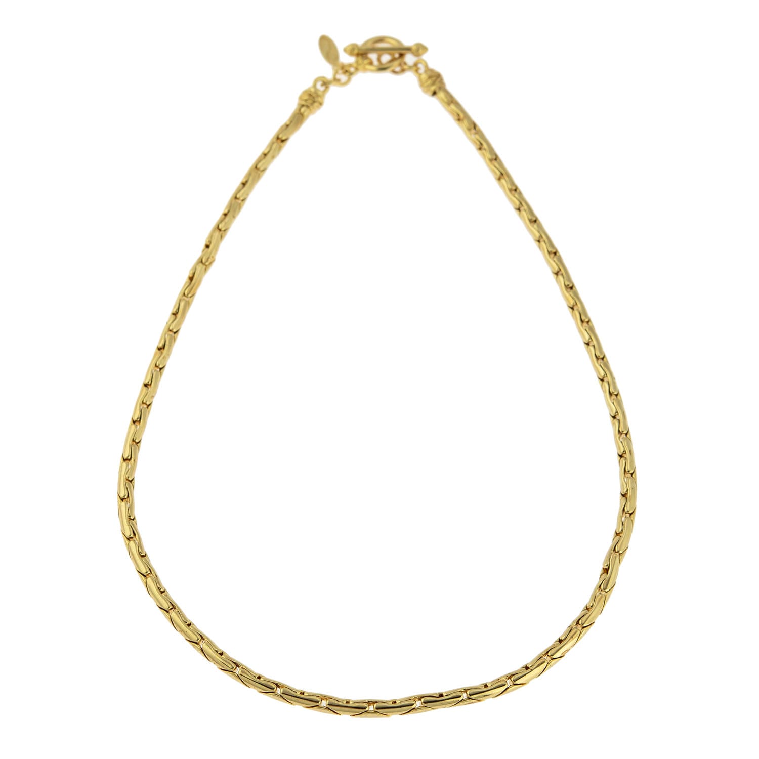 A Vintage Oscar De La Renta 16in Gold Tone Rounded Cobra Chain Necklace Toggle Clasp Womans Designer OSN-127-Y Limited Stock - Never Worn