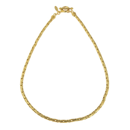 A Vintage Oscar De La Renta 16in Gold Tone Rounded Cobra Chain Necklace Toggle Clasp Womans Designer OSN-127-Y Limited Stock - Never Worn