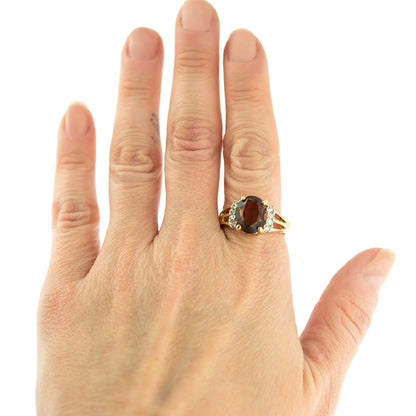 Vintage Ring 1980's Smoke Topaz Swarovski Crystal Ring 18k Gold  R1664 - Limited Stock - Never Worn