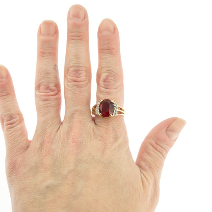 Vintage Ring 1980's Ruby Cubic Zirconia Ring with Clear Swarovski Crystals 18k Gold  R1664 - Limited Stock - Never Worn