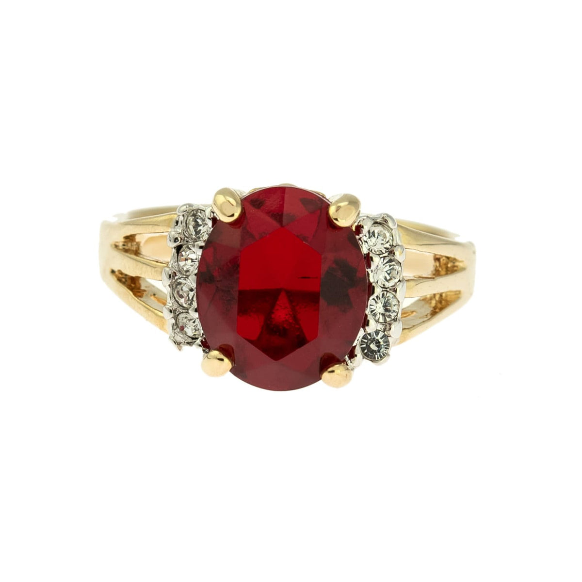 Vintage Ring 1980's Ruby Cubic Zirconia Ring with Clear Swarovski Crystals 18k Gold  R1664 - Limited Stock - Never Worn
