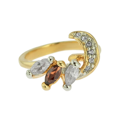 Vintage Womens Ring Genuine Garnet and Crystals 18kt Gold Engagement Wedding Band January Birth Stone