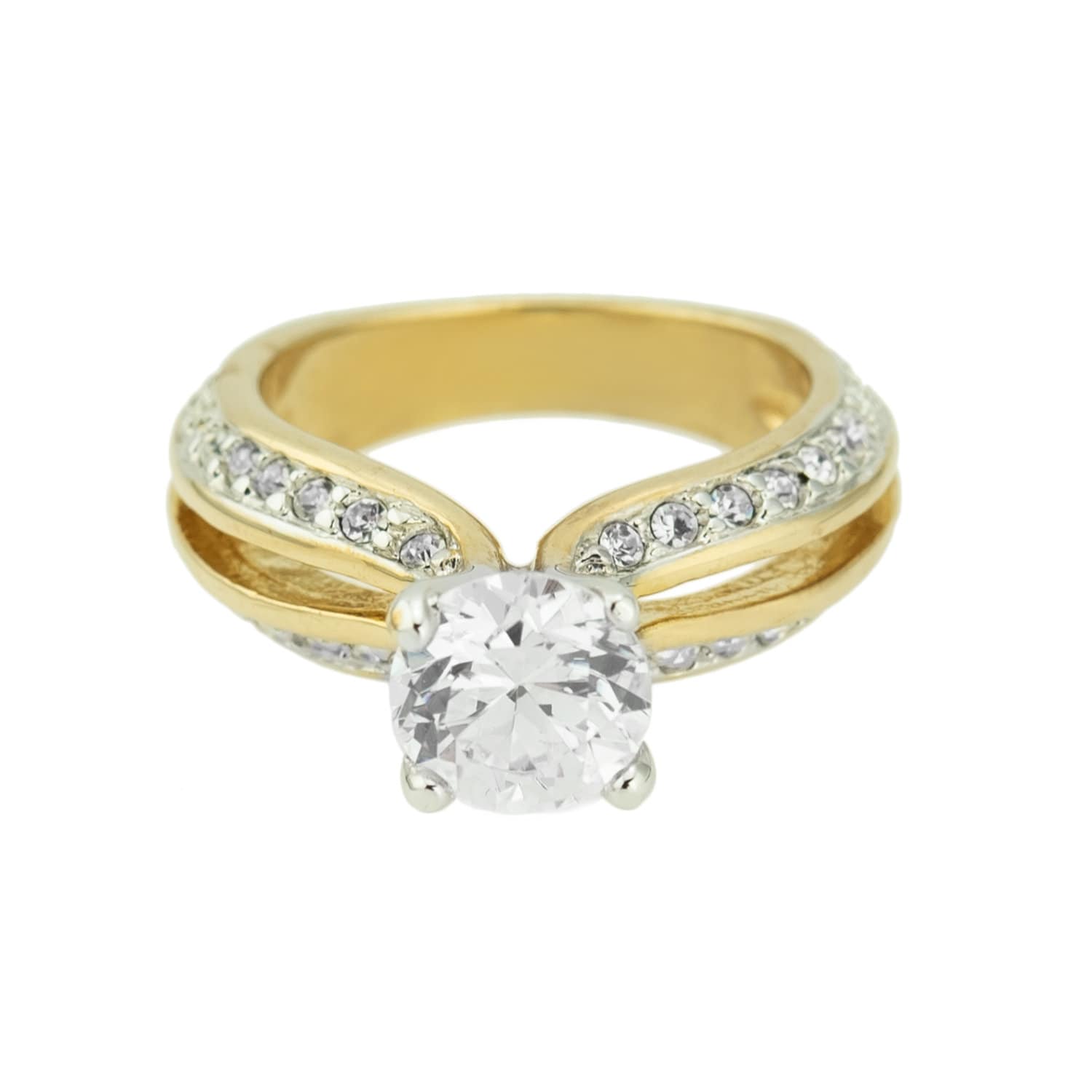 Vintage Ring Clear Cubic Zirconia Solitaire Engagement Style Ring 1ct. Weight 18k Gold Womans Jewelry #R2757-CCZY