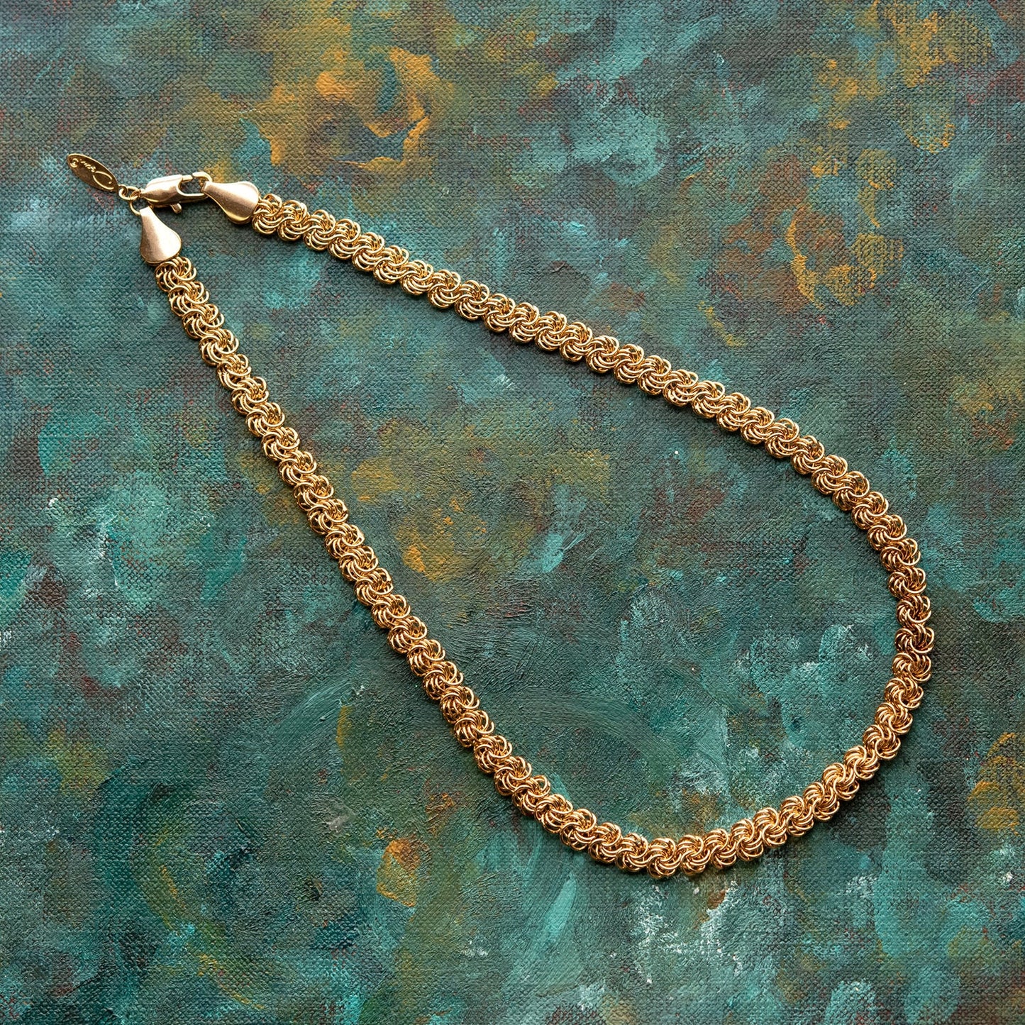 Vintage Oscar De La Renta 18-Inch Yellow Gold Tone Link Chain Necklace jewelry image 1