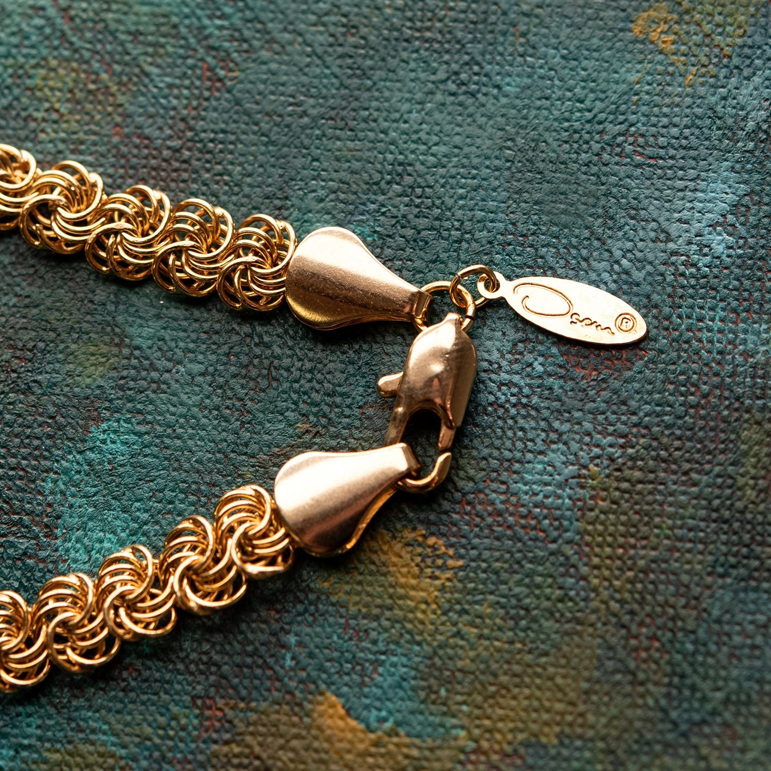 Vintage Oscar De La Renta 18-Inch Yellow Gold Tone Link Chain Necklace jewelry image 1
