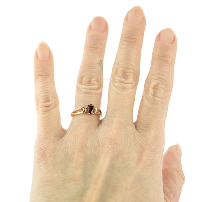 Vintage Ring 1970s Genuine Garnet 18k Gold Birthstone Rings Antique Womans Jewelry Handmade Size #R16033 - Limited Stock - Never Worn