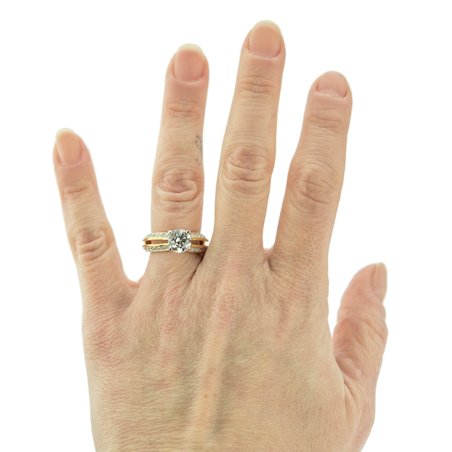Vintage Ring Clear Cubic Zirconia Solitaire Engagement Style Ring 1ct. Weight 18k Gold Womans Jewelry #R2757-CCZY