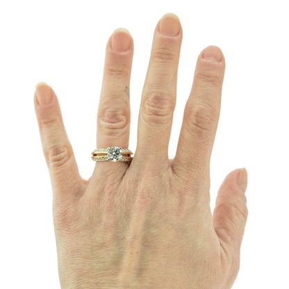 Vintage Ring Clear Cubic Zirconia Solitaire Engagement Style Ring 1ct. Weight 18k Gold Womans Jewelry #R2757-CCZY