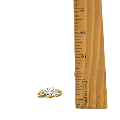 Vintage Ring Clear Cubic Zirconia Solitaire Engagement Style Ring 1ct. Weight 18k Gold Womans Jewelry #R2757-CCZY