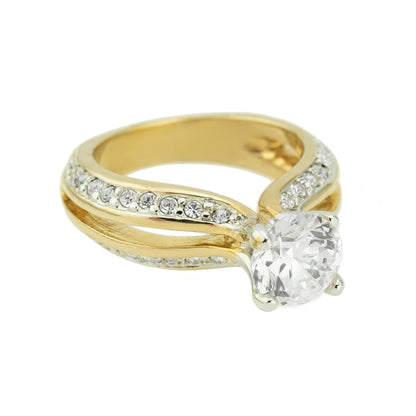 Vintage Ring Clear Cubic Zirconia Solitaire Engagement Style Ring 1ct. Weight 18k Gold Womans Jewelry #R2757-CCZY