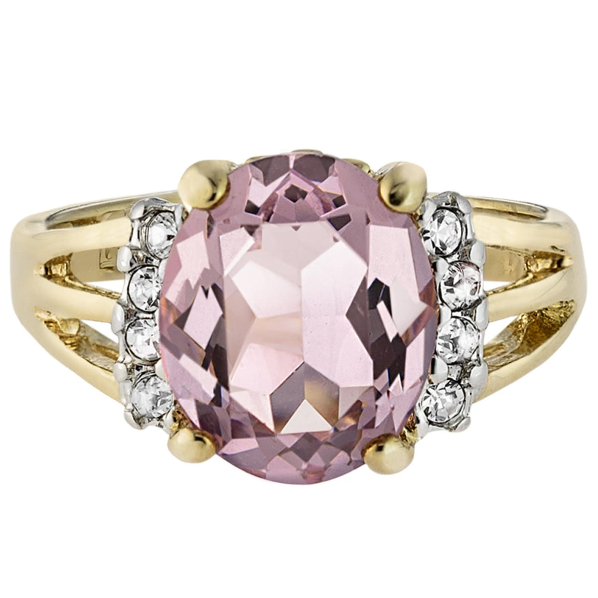 Vintage Ring 1980's Alexandrite Cubic Zirconia Ring with Clear Swarovski Crystals 18k Gold  R1664-AY - Limited Stock - Never Worn