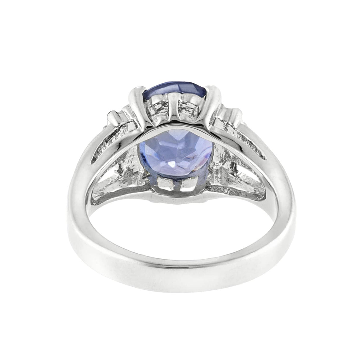 Vintage Ring 1980's Tanzanite Cubic Zirconia Ring with Clear Swarovski Crystals 18k White Gold Silver  R1664-AY - Limited Stock - Never Worn