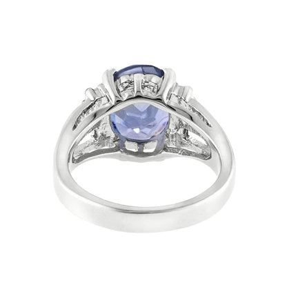 Vintage Ring 1980's Tanzanite Cubic Zirconia Ring with Clear Swarovski Crystals 18k White Gold Silver  R1664-AY - Limited Stock - Never Worn