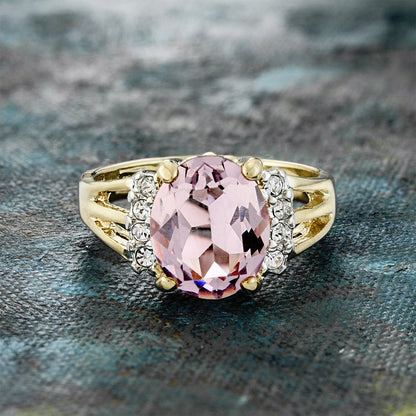 Vintage Ring 1980's Alexandrite Cubic Zirconia Ring with Clear Swarovski Crystals 18k Gold  R1664-AY - Limited Stock - Never Worn