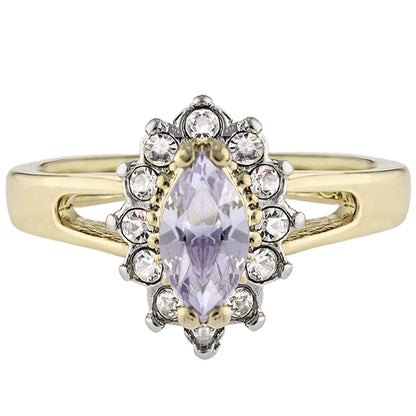 Vintage Ring Alexandrite Cubic Zirconia and Clear Swarovski Crystals 18kt Gold #R1314 - Limited Stock - Never Worn