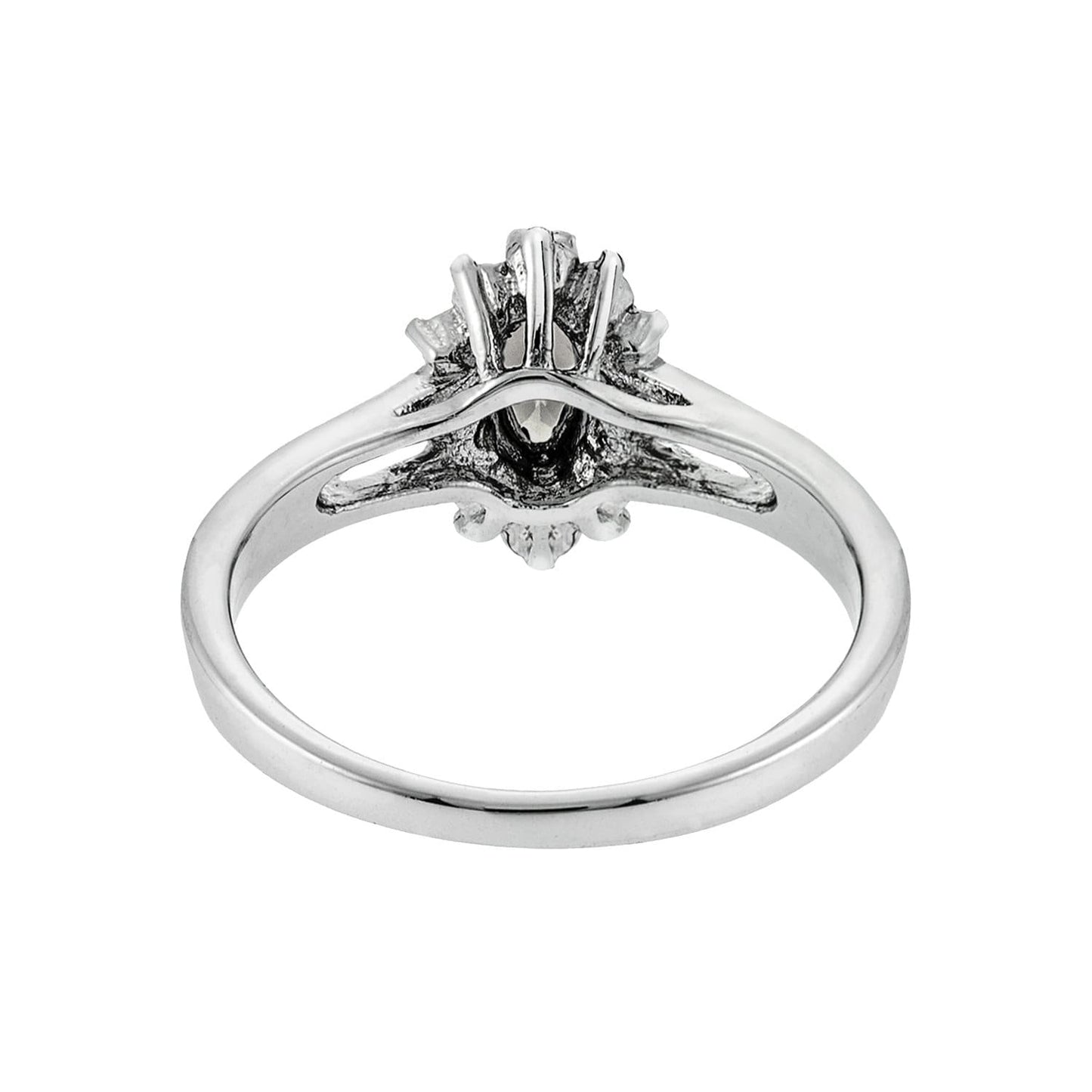 Vintage Ring Black Diamond Engagement Ring and Clear Swarovski Crystals Antique 18kt White Gold Silver Jewelry for Women  #R1314