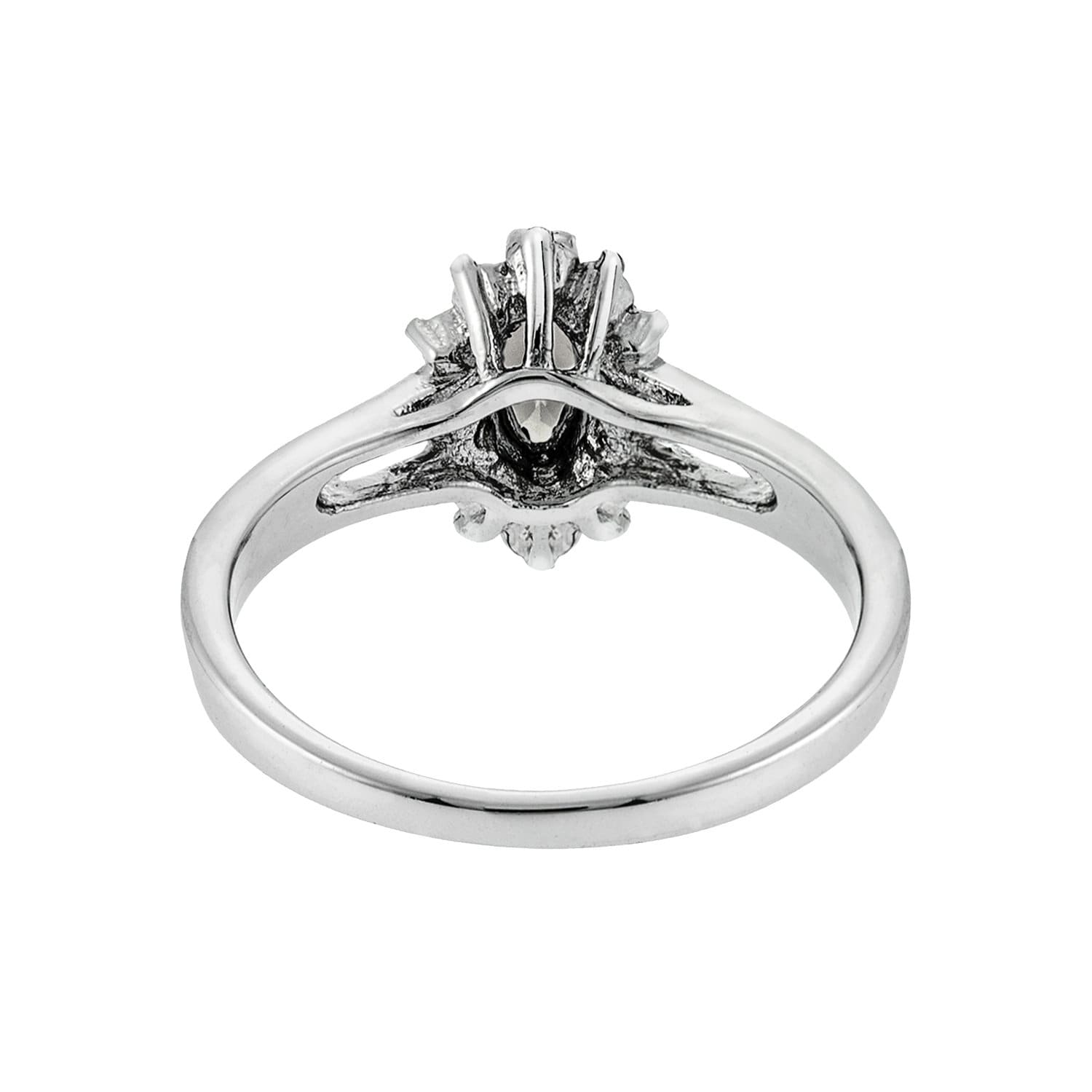 Vintage Ring Black Diamond Engagement Ring and Clear Swarovski Crystals Antique 18kt White Gold Silver Jewelry for Women  #R1314