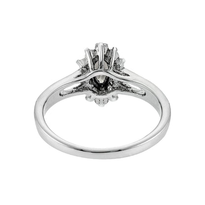 Vintage Ring Black Diamond Engagement Ring and Clear Swarovski Crystals Antique 18kt White Gold Silver Jewelry for Women  #R1314