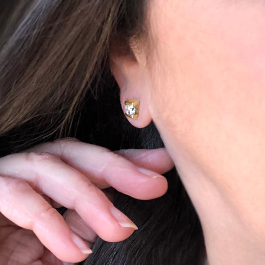 Vintage Earrings Clear Swarovski Crystal Post Earrings Womans Antique Jewelry E3118 - Limited Stock - Never Worn