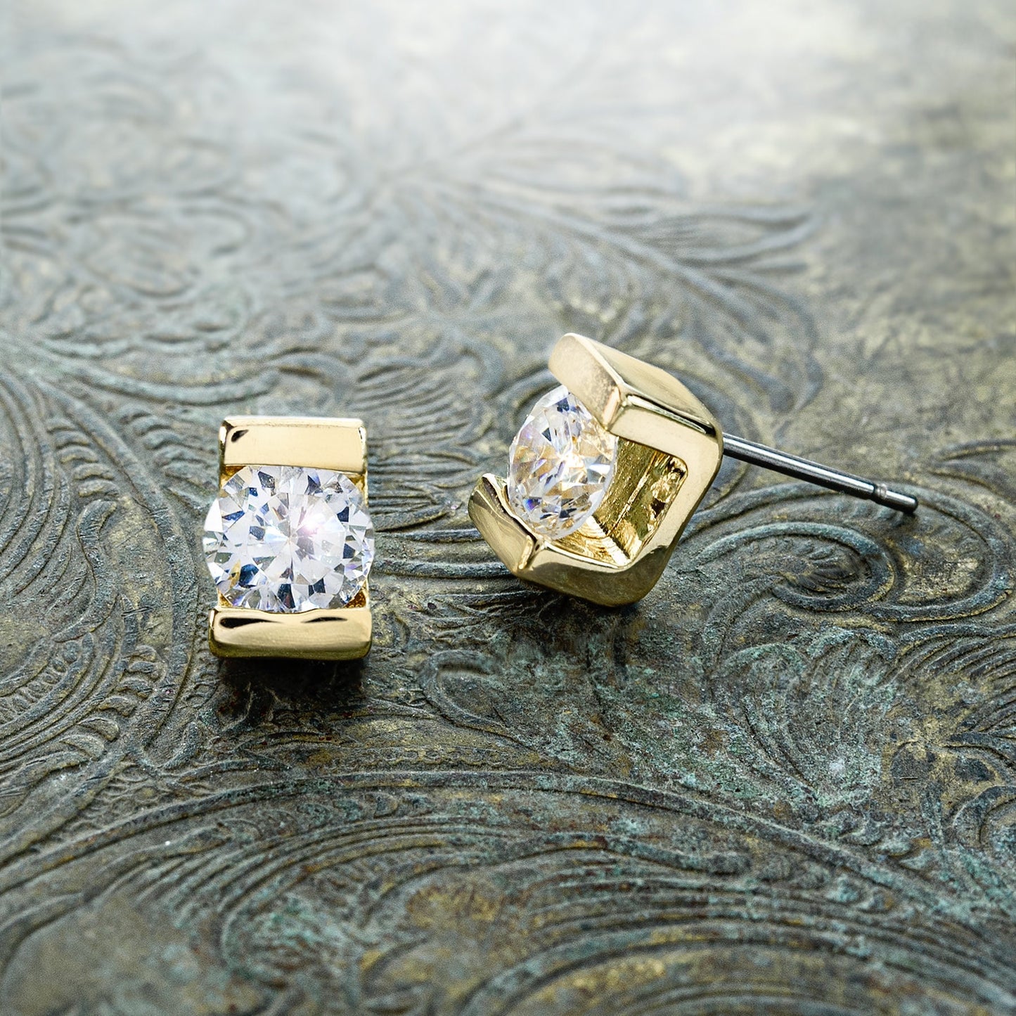 Vintage Earrings Clear Swarovski Crystal Post Earrings Womans Antique Jewelry E3118 - Limited Stock - Never Worn