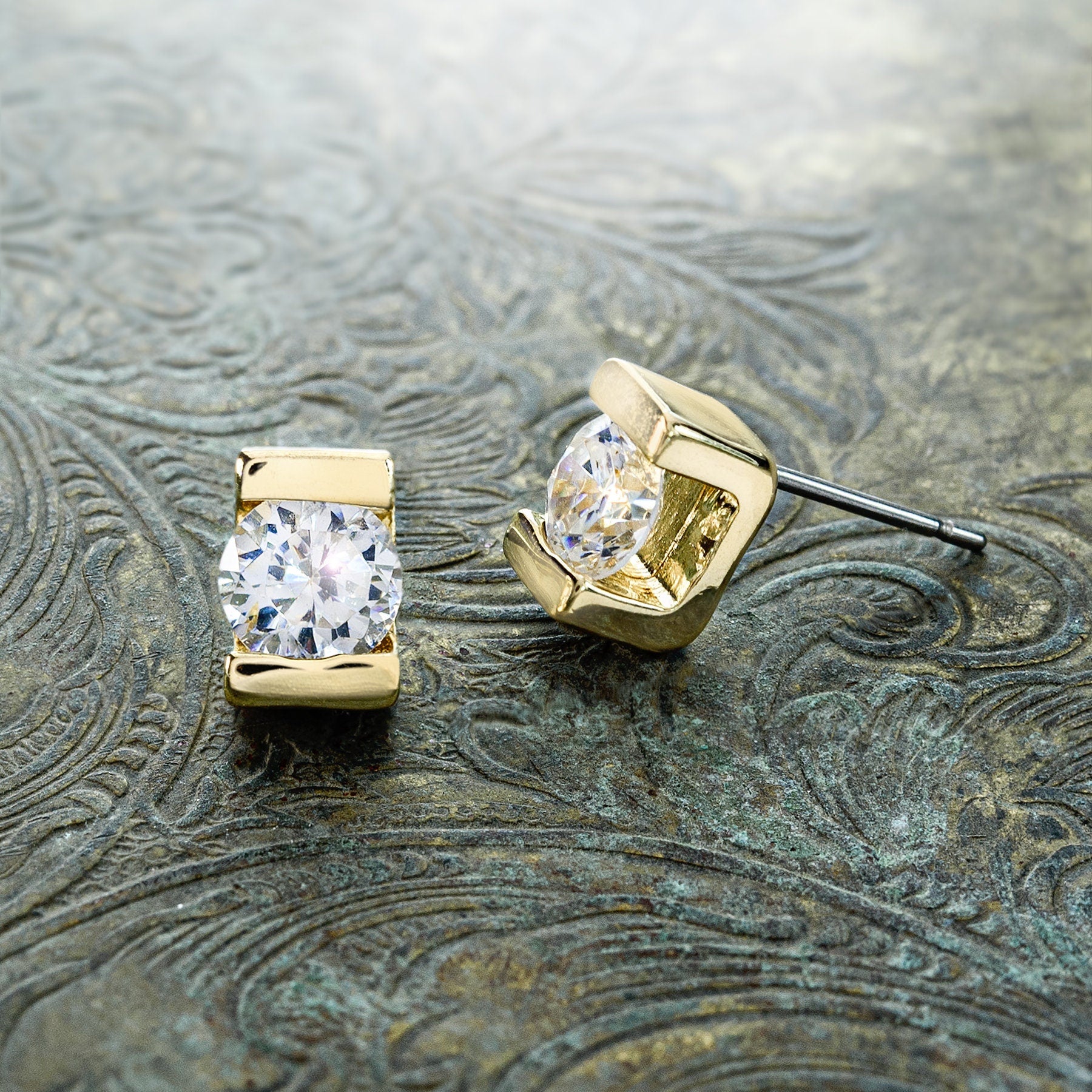 Vintage Earrings Clear Swarovski Crystal Post Earrings Womans Antique Jewelry E3118 - Limited Stock - Never Worn
