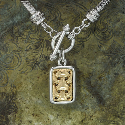 Vintage Oscar De La Renta 18 Inch and White Gold Silver Pendant Necklace 1 Inch Pendant Antique Womans Jewelry