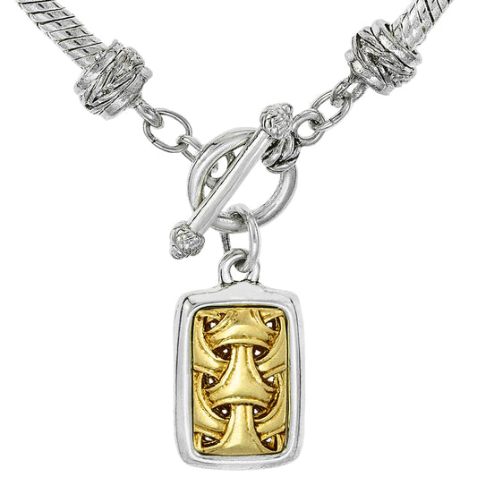 Vintage Oscar De La Renta 18 Inch and White Gold Silver Pendant Necklace 1 Inch Pendant OSN-612-WY Antique Womans Jewelry
