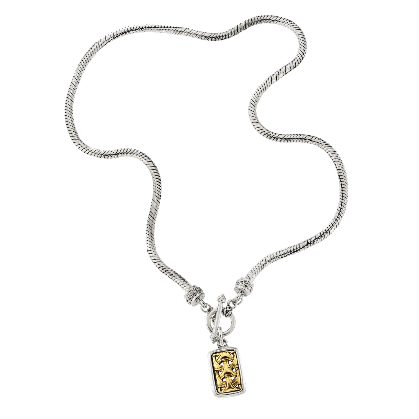 Vintage Oscar De La Renta 18 Inch and White Gold Silver Pendant Necklace 1 Inch Pendant OSN-612-WY Antique Womans Jewelry