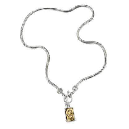Vintage Oscar De La Renta 18 Inch and White Gold Silver Pendant Necklace 1 Inch Pendant OSN-612-WY Antique Womans Jewelry