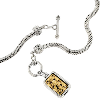 Vintage Oscar De La Renta 18 Inch and White Gold Silver Pendant Necklace 1 Inch Pendant OSN-612-WY Antique Womans Jewelry