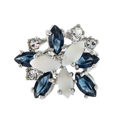 Vintage Ring Genuine Opals Cluster Sapphire and Clear Swarovski Crystals Ring 18k Gold Antique Jewelry #R213 - Limited Stock - Never Worn
