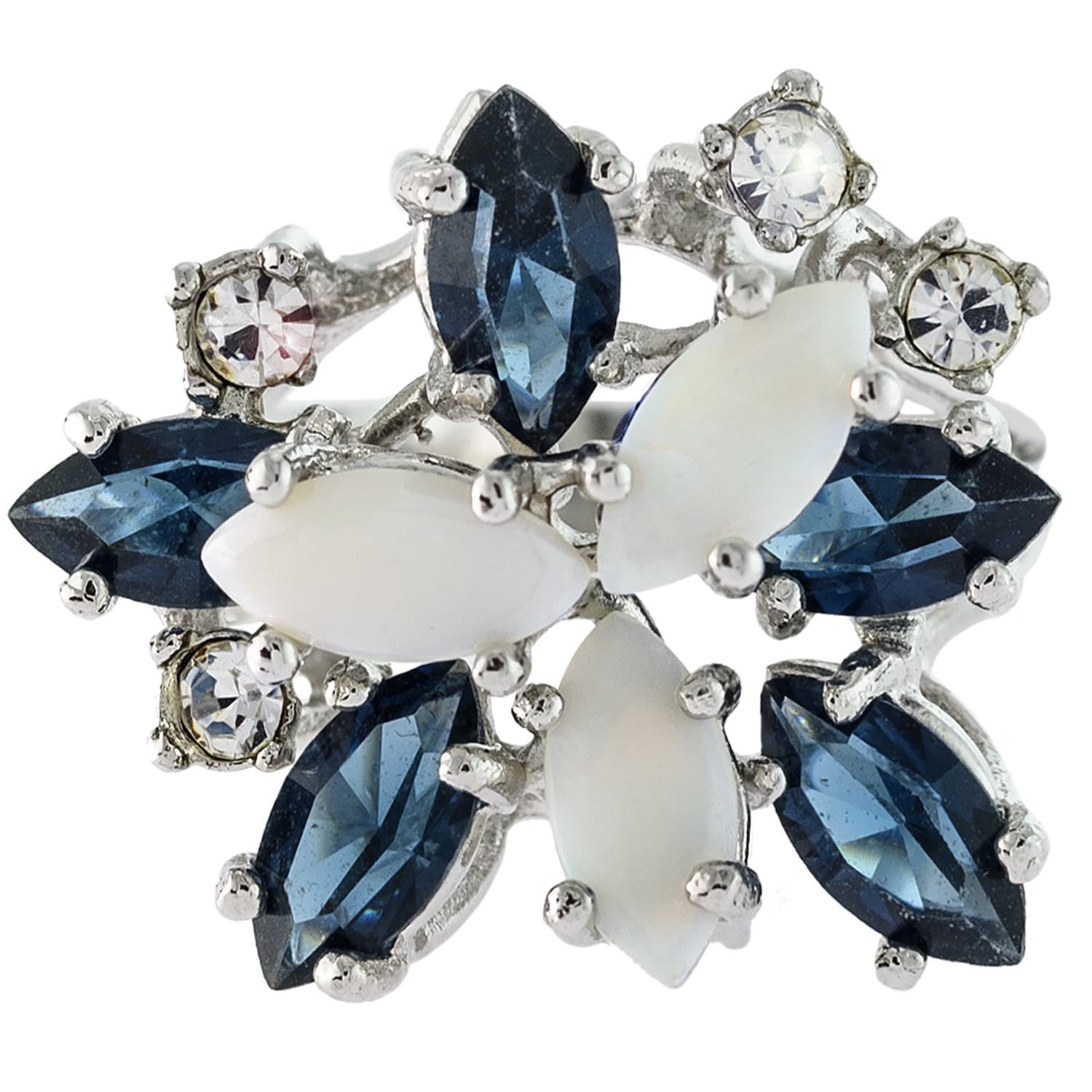 Vintage Ring Genuine Opals Cluster Sapphire and Clear Swarovski Crystals Ring 18k Gold Antique Jewelry #R213 - Limited Stock - Never Worn