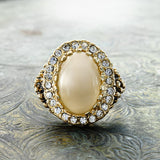 Clear Crystal Beige Antiqued Moonstone
