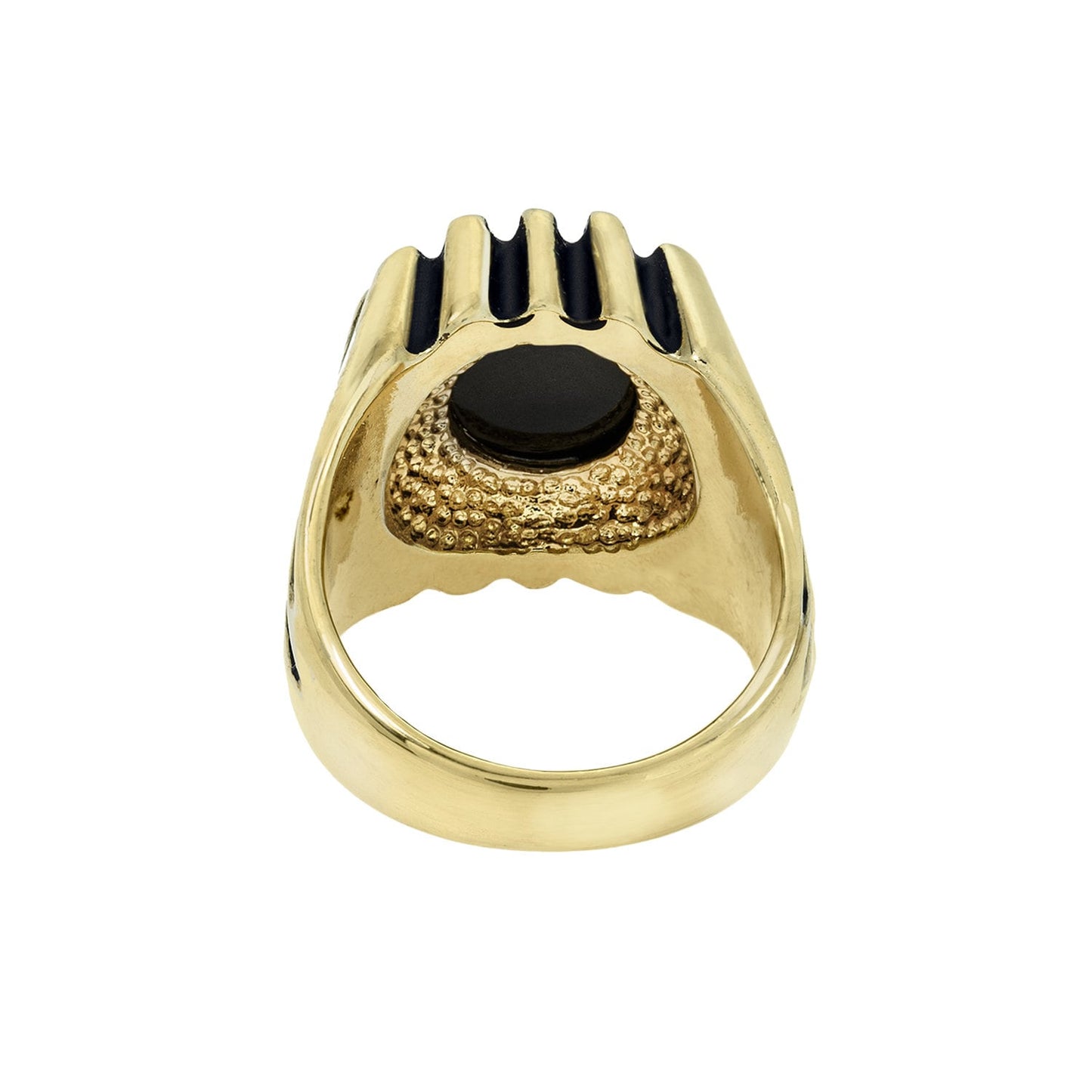 Vintage Ring 1980s Mens Genuine Onyx Antique 18kt Gold Plated Ring Man Jewelry #R1960 - Limited Stock - Never Worn