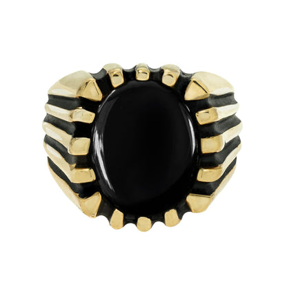 Vintage Ring 1980s Mens Genuine Onyx Antique 18kt Gold Plated Ring Man Jewelry #R1960 - Limited Stock - Never Worn