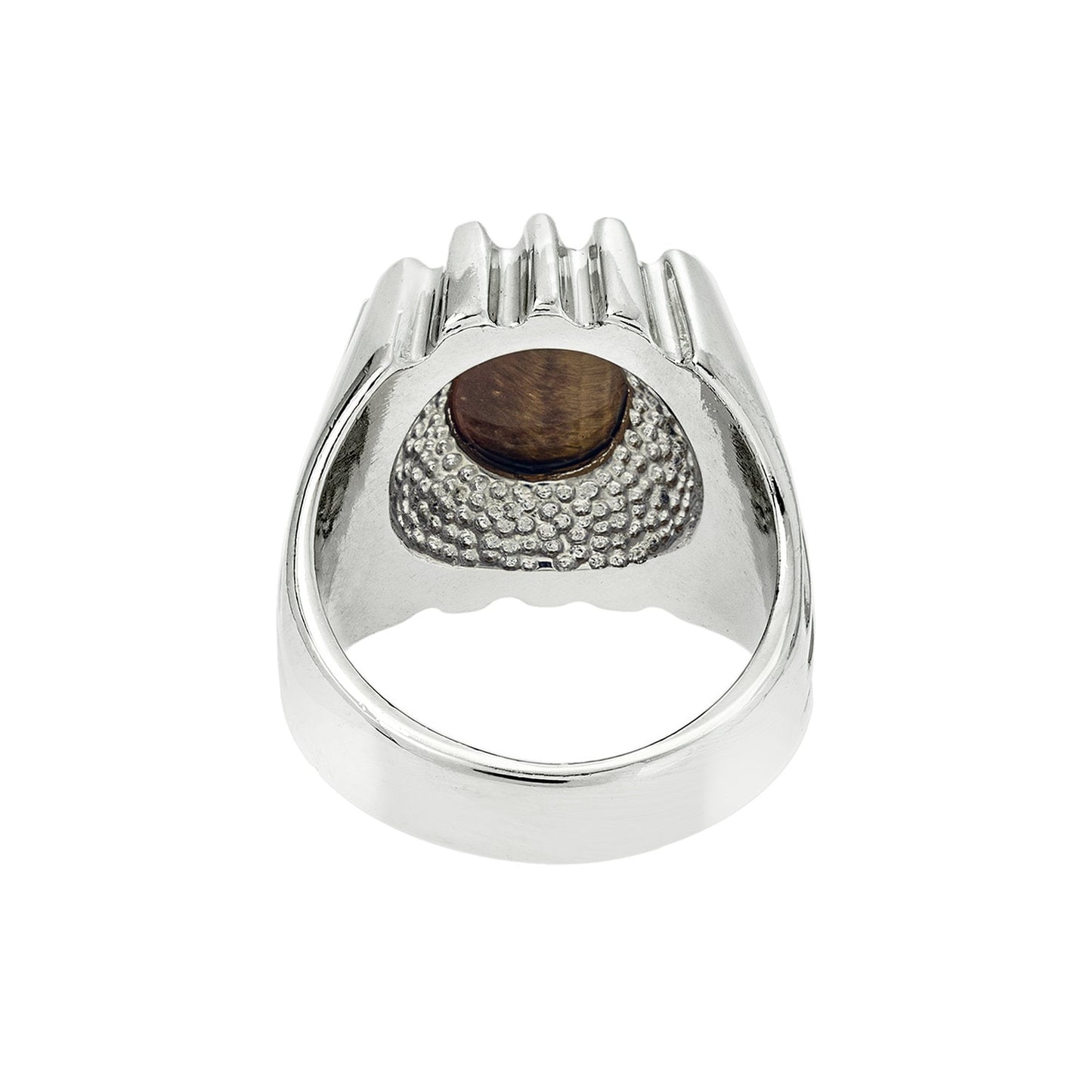 Vintage Ring 1980s Mens Genuine Tiger Eye 18kt White Gold Silver Plated Ring Antique Mens Jewelry #R1960 - Limited Stock - Never Worn