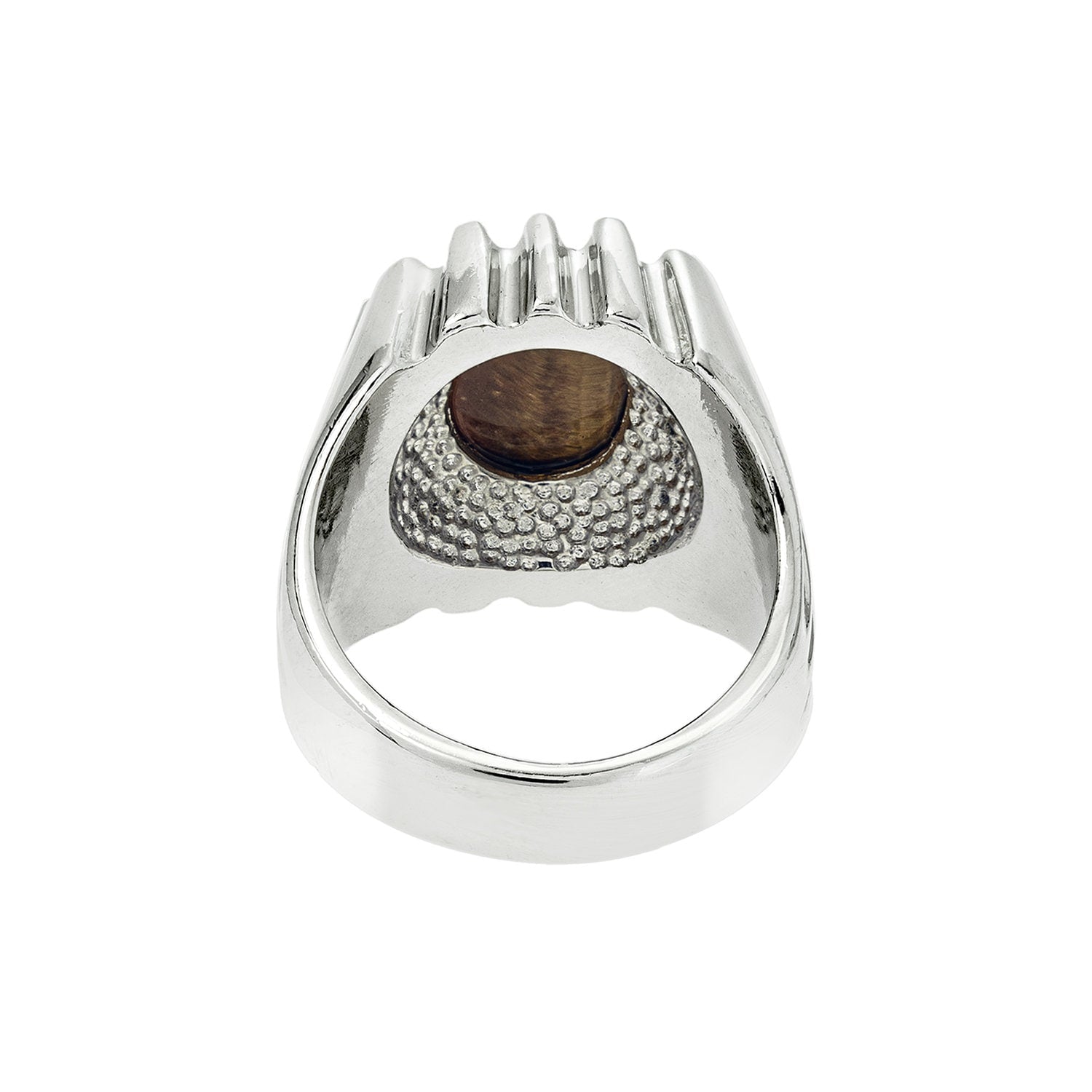Vintage Ring 1980s Mens Genuine Tiger Eye 18kt White Gold Silver Plated Ring Antique Mens Jewelry #R1960 - Limited Stock - Never Worn