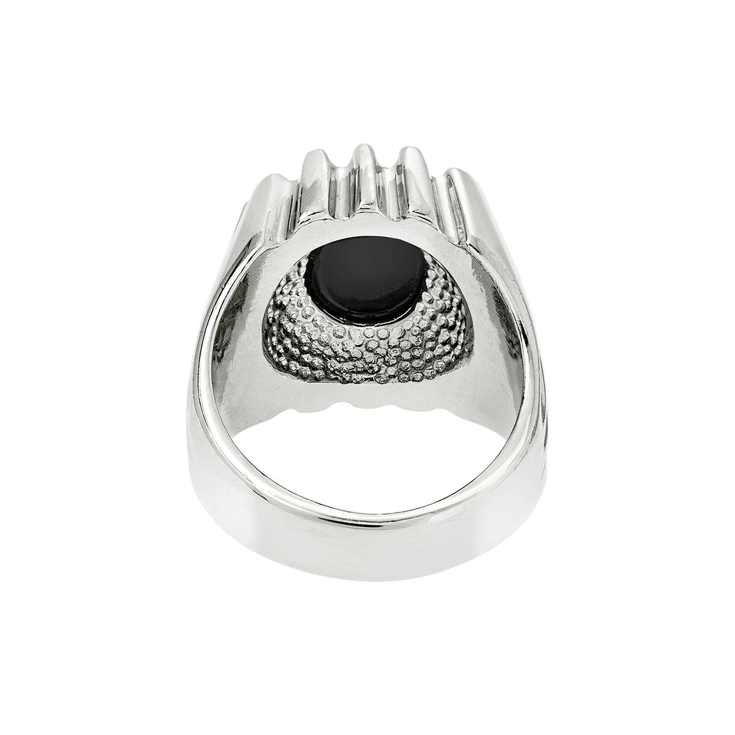 Vintage Ring 1980s Mens Genuine Onyx 18kt White Gold Silver Plated Ring Man Antique Jewelry #R1960 - Limited Stock - Never Worn