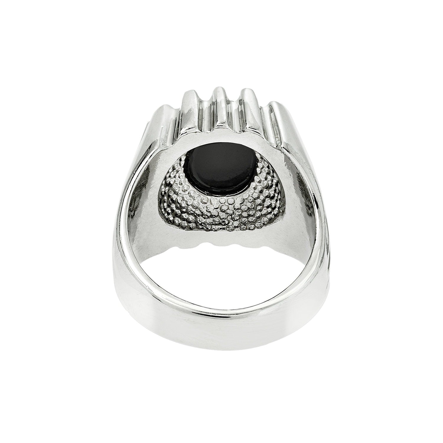 Vintage Ring 1980s Mens Genuine Onyx 18kt White Gold Silver Plated Ring Man Antique Jewelry #R1960 - Limited Stock - Never Worn