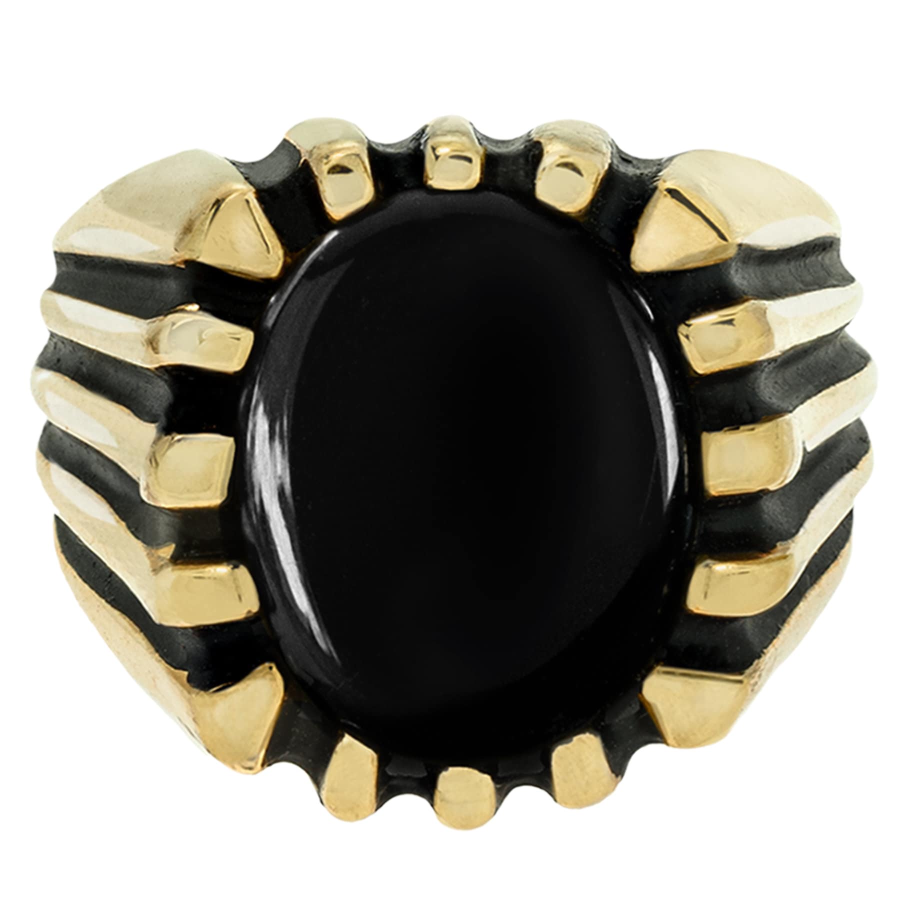 Vintage Ring 1980s Mens Genuine Onyx Antique 18kt Gold Plated Ring Man Jewelry #R1960 - Limited Stock - Never Worn