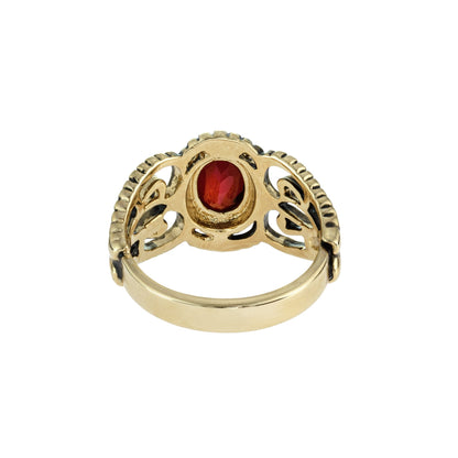 Vintage Ring Ruby Crystal Filigree Ring Antique 18k Gold  R142 - Limited Stock - Never Worn