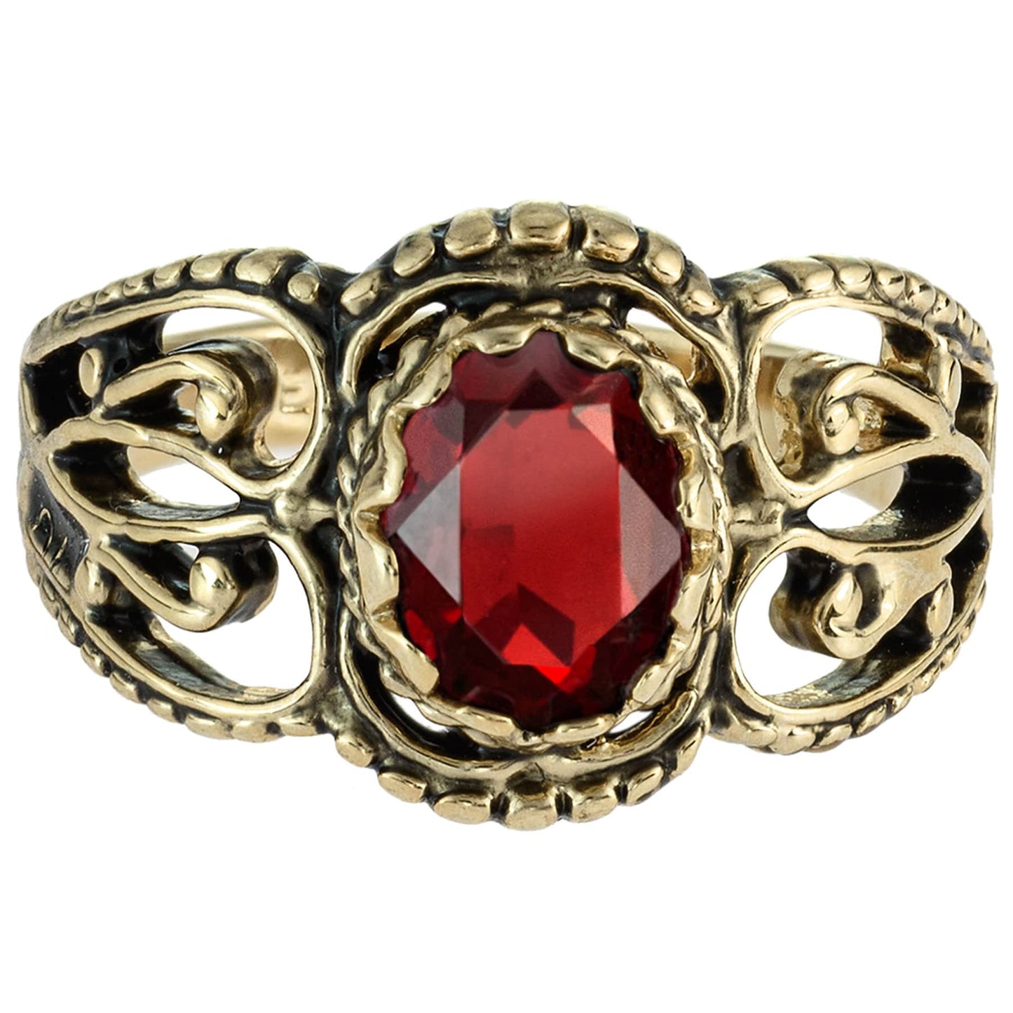 Vintage Ring Ruby Crystal Filigree Ring Antique 18k Gold  R142 - Limited Stock - Never Worn