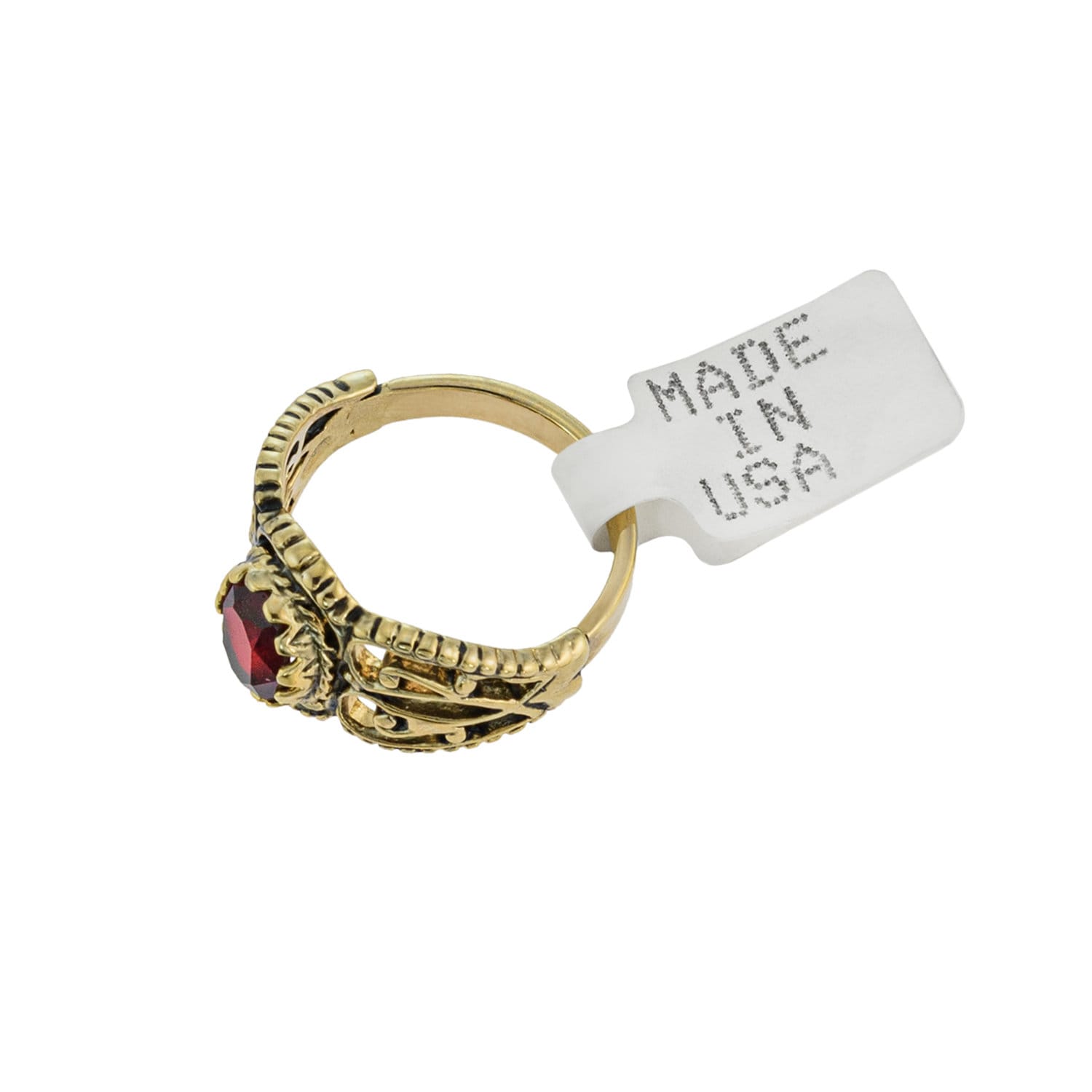 Vintage Ring Ruby Crystal Filigree Ring Antique 18k Gold  R142 - Limited Stock - Never Worn