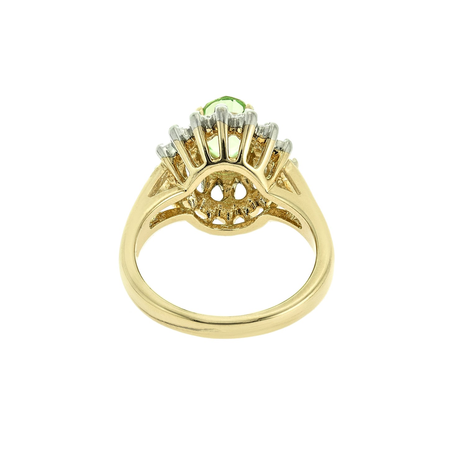 Vintage Ring Peridot and Clear Swarovski Crystals 18k Gold  #R1352-E - Limited Stock - Never Worn